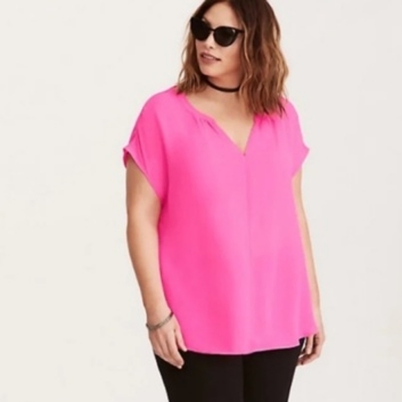 torrid Tops - NWOT Torrid Neon Pink Chiffon Blouse- 0x